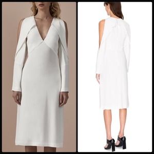 C/MEO Collective Do It Now Dress Ivory S Cold Shoulder Long Sleeve